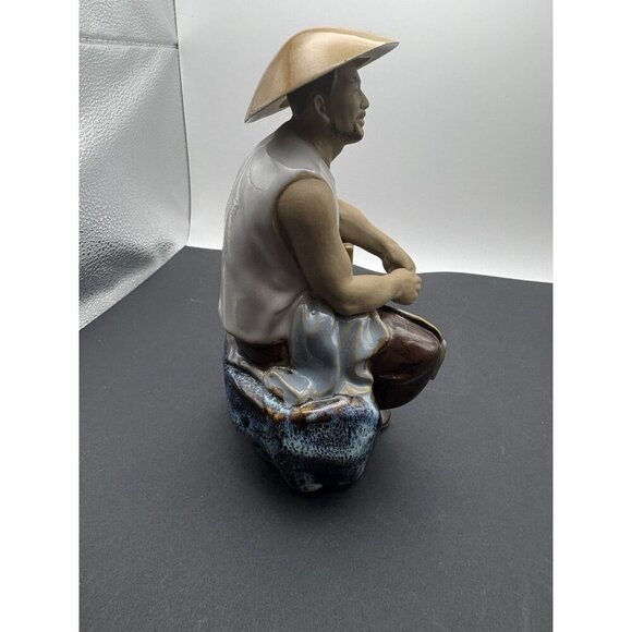 Vintage Shiwan Chinese Mudman Statue Figurine Laborer - Picture 4 of 5
